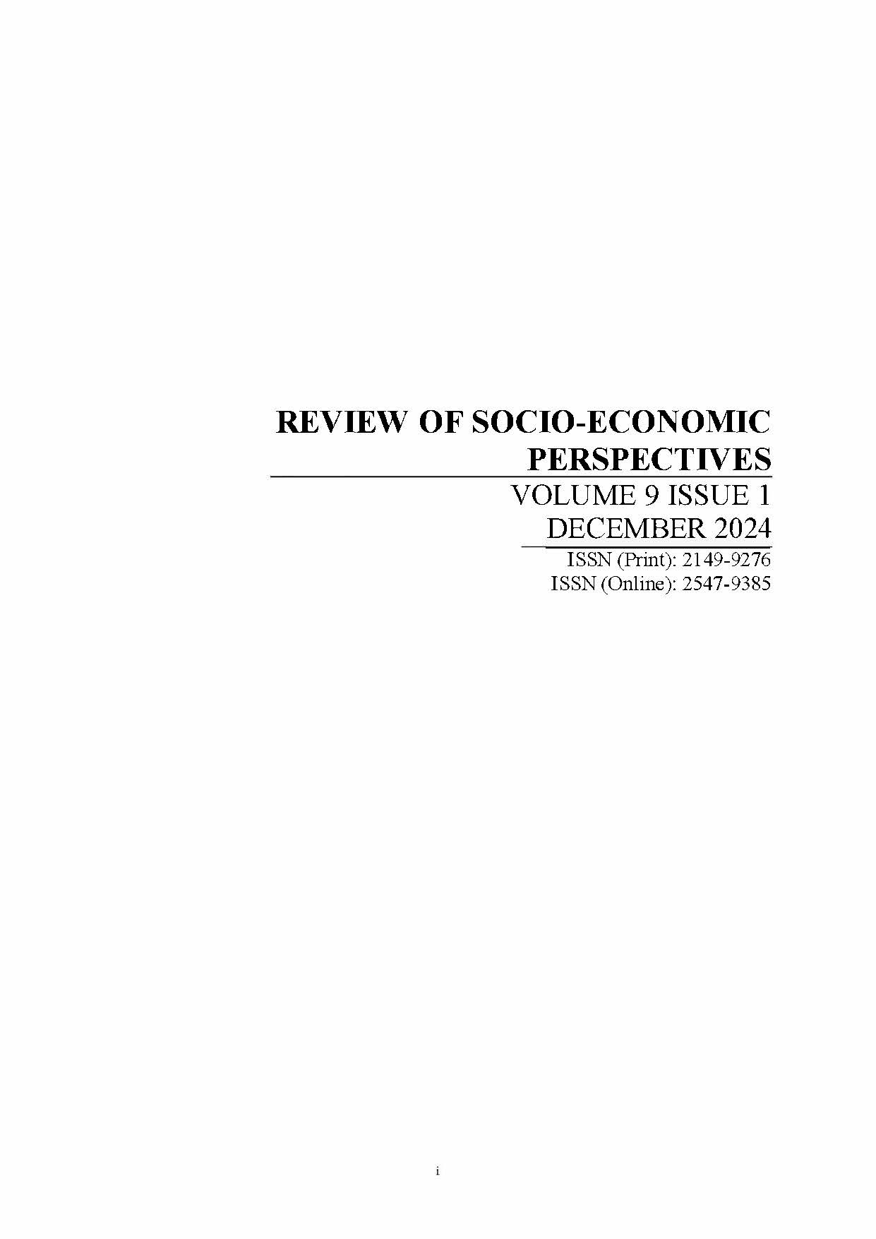 					View Vol. 9 No. 1 (2024): Review of Socio-Economic Perspectives
				
